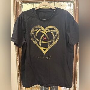 Sting Concert Black T-Shirt with Gold Heart Design